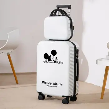 Disney Mickey Arabası Bagaj Seti Karikatür Bavul Tekerlekler ile Hafif Haddeleme valiz Şifre Seyahat Valizler