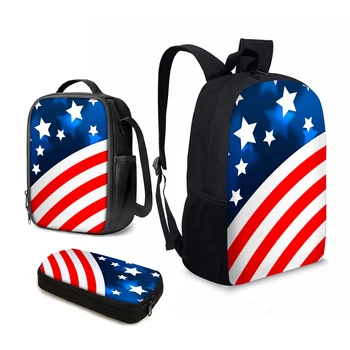 YIKELUO Moda Yıldızlı Gökyüzü Tasarım Amerikan Bayrağı Baskı Laptop gençler için çanta Büyük Kapasiteli okul çantası Bayrak Baskı Öğle Yemeği Çantası