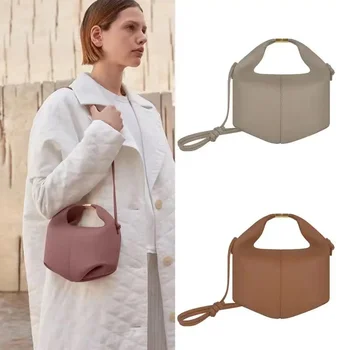 Yeni Moda Fransız Lüks Tasarımcı Hakiki Deri Basit Bento Şekli Bayanlar omuz çantası Kadınlar için Crossbody Çanta Logo İle