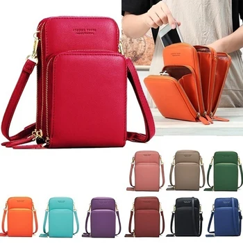 Kadın askılı omuz çantası PU Deri Çok fonksiyonlu Mini omuz çantaları Bayanlar İçin Taşınabilir Katı Cep Telefonu Çantaları Torebka Damska