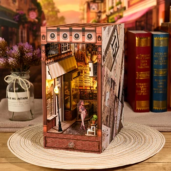 DIY Kitap Nook Avrupa Blooms Raf Eklemek Bookend Minyatür Dollhouse Mobilya Doğum Günü Hediyeleri Yetişkinler için, noel Hediyesi