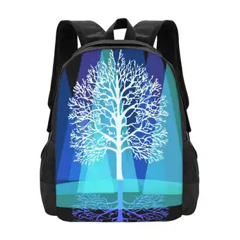 Doğanın Saltanatı Desen Tasarım Dizüstü Seyahat Okul Çantaları Ağaç Dağlar Konsept Mavi Tonları Kış Manzara Doğa Hediyeorijinal