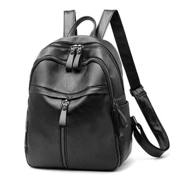Vintage PU Deri Seyahat Kadın alışveriş sırt çantası Öğrenci Okul Çantaları Büyük Kapasiteli Okul Çantaları Kadın Seyahat Fermuar Sırt Çantası