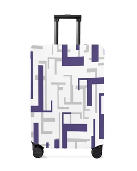 Modern Sanat Geometri Mor Gri Bagaj Kapağı Streç Bavul Koruyucu Bagaj tozluk için 18-32 İnç Seyahat Bavul Kılıf