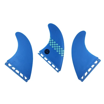 Üç Sörf Tahtası G5 Boyutu Yüzgeçleri UPSURF GELECEK Quilhas Mavi Ekose Desen Kısa Tahta Yüzgeçleri Sörf Fiberglas Performans Çekirdek