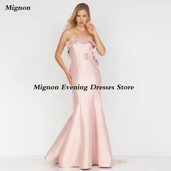 Mignon Saten Mermaid Straplez Aplikler Örgün Balo elbise Kat Uzunluk lüks Akşam Resmi Zarif Parti Elbise Kadınlar için 2023