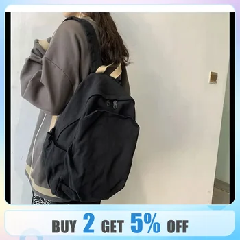 Rahat Kişilik Sırt Çantaları Schoolbag Yıkanmış keten bezi okul çantası Sırt Çantaları Fermuar Basit Tüm Maç Kadın Erkek Sırt Çantası