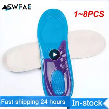 1~8 ADET şok emici astarı Ortez Arch Destek Ayak Ağrısı Masaj Silikon Jel Yumuşak Spor Ayakkabı Anti-Şok Tabanlık Ped Adam