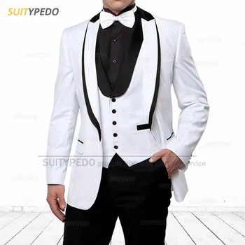 Resmi Erkek Takım Elbise Setleri Düğün Gala Sağdıç Tailor-made Slim Fit Smokin Kıyafetler Akşam Parti Zarif Blazer Yelek Pantolon 3 adet