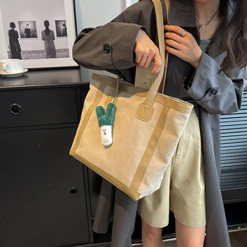 Moda Kadın Kanvas Alışveriş Çantaları Eko Kullanımlık Katlanabilir omuz çantaları Büyük Kapasiteli Tuval Kadın Çanta Rahat Kadın Çantası