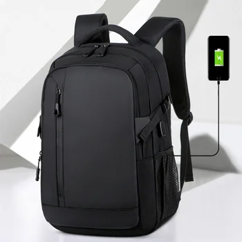 Lüks Erkekler Sırt Çantası Laptop Siyah Renk 15.6 Oxford Okul Çantaları Genç Üniversite Öğrencisi Sırt Çantası Çok Fonksiyonlu Iş sırt çantası