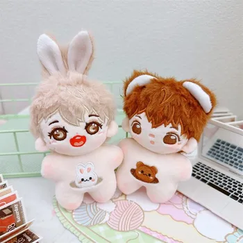 10 cm Mini Kawaii Idol Tavşan Ayı erkek oyuncak bebek Sevimli Çıplak Yağ Vücut Bebek Hiçbir Nitelikleri DIY Peluş Pamuk Bebek Karikatür Yumuşak Çocuk Oyuncakları