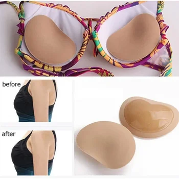 1 Çift Kadınlar Bikini Push Up Silikon Sünger Sutyen Pedi Nefes Göğüs Pedi Eklemek Silikon Pedleri Mayo Dolgu Aksesuarları