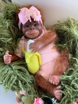 45 CM Reborn Maymun Bebek Orangutanlar Gerçekçi Yumuşak Dokunmatik Topluca Yumuşak Vücut Bebek Tahsil Sanat Hediyeler Yetişkinler için