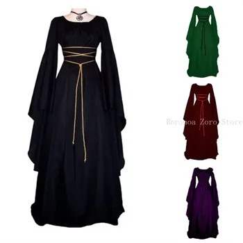 2022 Yeni Ortaçağ Cadı Elbise Kadınlar için Cadılar Bayramı Karnaval Parti Cosplay Performans Giyim Ortaçağ Vampir Gelin Kostümleri