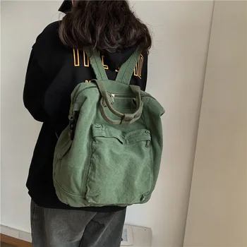 Sırt çantaları Öğrencileri Düz Renk Kolej Tiki Kitap Çantası Okul Eğlence kanvas Seyahat Çantaları Sırt Çantası Unisex Kore Şık Harajuku
