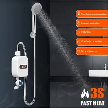 Su ısıtıcı Duş 220V Mutfak Musluk AB Tak Elektrikli su ısıtıcı 3500W dijital ekran Mutfak ve Banyo İçin