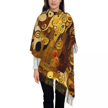 Gustav Klimt Boyama Sanat Eşarp Kadınlar için Kış Sonbahar Şal Wrap Uzun Şal Eşarp Bayanlar için