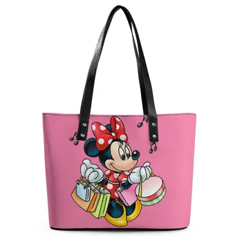 Kadın Çanta Büyük Kapasiteli Çok Katmanlı Fermuarlı Çanta Özel Disney Mickey Mouse Baskı Renk omuzdan askili çanta