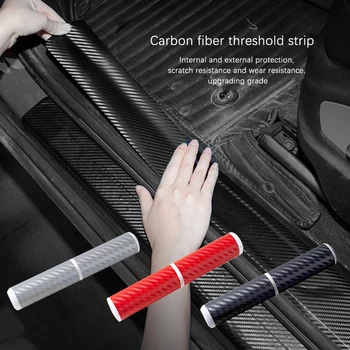 4 Adet 3D Karbon Fiber Araba Çıkartmaları Araba Eşik Anti-kick Koruyucu Şerit Otomatik Kapı Anti Scratch Bant koruyucu film Araba Sticker