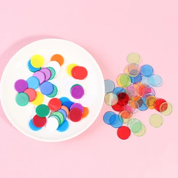 100 adet Şeffaf Renk Sayaçları Sayma Bingo Cips Plastik Malzemeleri Sayaçları