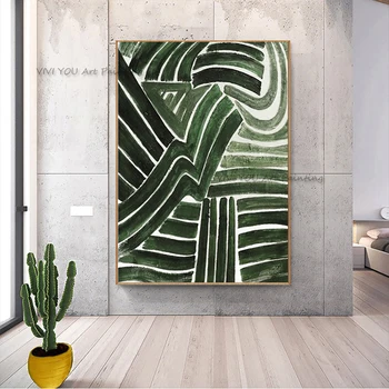 Handpainted Modern Soyut Yeşil Ve Beyaz Renk Blok Yağlıboya Doku duvar tuvali Sanat Oturma Odası Yatak Odası Dekorasyon