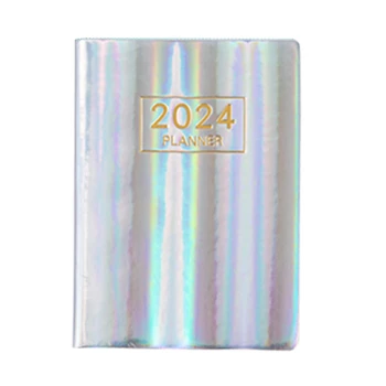 Gümüş Defter Ocak. 2024-Aralık. 2024, Günlük Saatlik Planlayıcı 2024, Premium Kağıt (Gümüş)