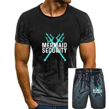 Mermaid Güvenlik doğum günü hediyesi Yüzücü Tişörtleri Erkekler İngiltere Tarzı Üstleri T Shirt Erkekler İçin Pamuklu T Shirt Slim Fit Özel