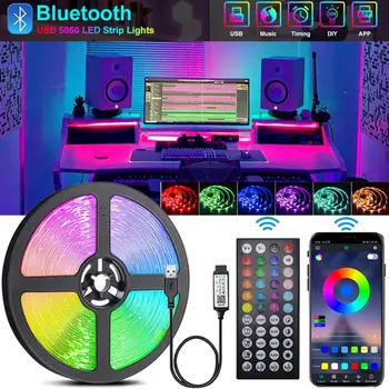 USB Bluetooth LED Şerit ışıkları RGB 5050 5V RGB LED lamba şerit esnek ışık odası dekorasyon İçin TV arkaplan ışığı diyot bant 1-30M