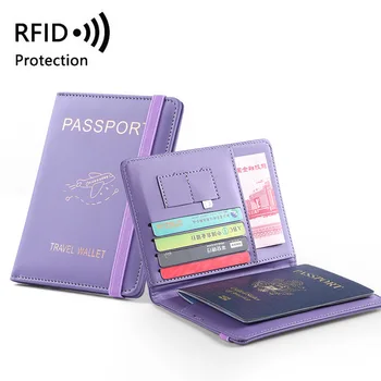 Çok Fonksiyonlu PU Deri RFID Pasaport Kapağı Ultra ince Su Geçirmez Pasaport Koruyucu Kredi KİMLİK kartı cüzdanı Pasaport Tutucu