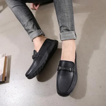 Slip-on deri ayakkabı erkek Kore Tarzı Deri Yumuşak Alt İngiliz Moda Yüksekliği Artan Astarı Tods rahat ayakkabılar Summ