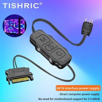 TISHRIC ARGB Denetleyici 5V 3pin SATA Güç Kaynağı ARGB Mini Kontrol HUB Kaynağı ARGB Denetleyici Adaptörü