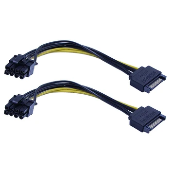 10 ADET Yeni 15Pin SATA Erkek 8Pin (6+2) PCI-E Güç uzatma kablosu 20Cm SATA Kablosu 15-Pin 8 Pin Kablo 18AWG Tel