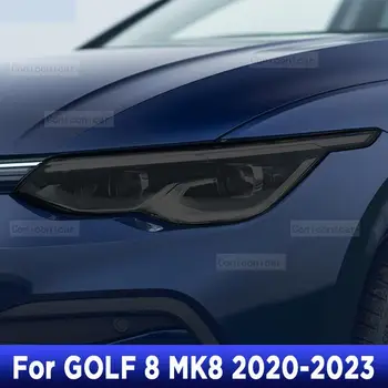 Volkswagen VW Golf 8 için MK8 R Hattı GTI 2020 2021 Araba Far Tonu Füme Siyah Koruyucu Kapak Filmi TPU Sticker Aksesuarları