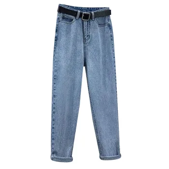 Kore Düz Erkek Arkadaşı Kot Kadınlar İçin Yüksek Bel Baggy Kot Pantolon Denim Pantolon Streetwear Hımbıl Gevşek harem pantolon Elbise