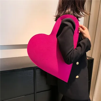 2023 Yeni Düz Renk Kalp Çanta Kadın Üst kolu Çanta Alışveriş Tote omuzdan askili çanta Moda Yeni Crossbody Çanta Çanta