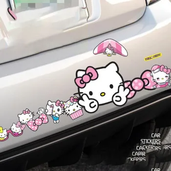Araba Sticker Scratch Sticker Sanrio Hello Kitty Scratch su geçirmez araba Sticker Kaplama Sevimli Karikatür dekorasyon çıkartması
