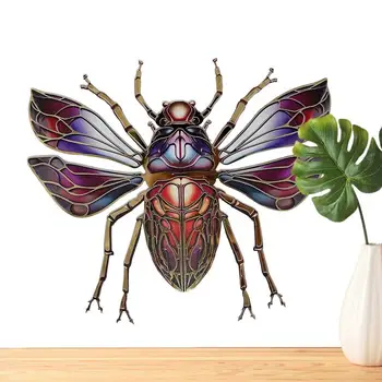 Metal Böceği Duvar Sanatı Renkli Paslanmaz Çelik Simülasyon Böceği Duvar Sticker Düz Cyber Punk Tarzı Böceği Metal Hayvan