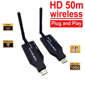 50m Kablosuz HDMI Genişletici Video Verici Alıcı 1 İla 2 3 4 1x4 Ekran PS3 / 4 Kamera Dizüstü PC TV monitörü Projektör