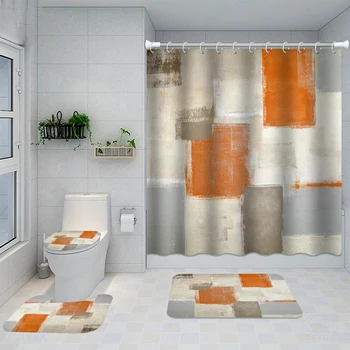 Su geçirmez Duş perde seti 12 Kanca ile Tuvalet Koltuk Kapakları Banyo Paspasları Banyo kaymaz Halı halı Perde Pencereler için