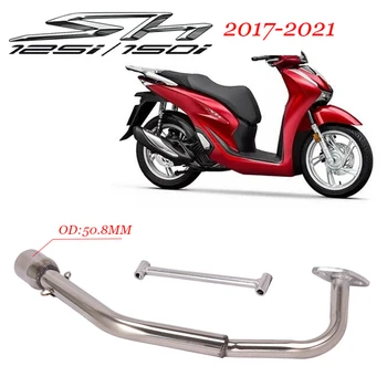 Tam Sistem Üzerinde Kayma Honda SH125 SH150i SH125i 2017-2021 Motosiklet Egzoz Modifiye Ön Orta Bağlantı Borusu Kaçış Susturucu