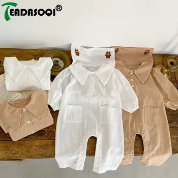 2023 Sonbahar Bahar Çocuk Bebek Uzun Kollu İşlemeli Oyuncak Ayı Tulum veya Düğmeli Gömlek Yenidoğan bebek kıyafetleri
