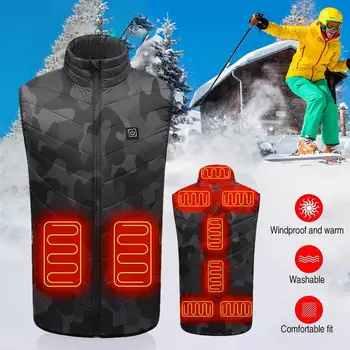 Kış USB şarj 9 bölge ısıtmalı yelek kamp kolsuz ısıtma yelek 3 hız ayarlanabilir sıcaklık elektrikli ısıtma ceket