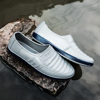 Erkek kaymaz Dekolte Moda şef Ayakkabı su geçirmez ayakkabı yağmur çizmeleri Galoş Aşınmaya dayanıklı kauçuk ayakkabı iş ayakkabısı