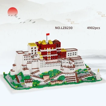 4902 adet elmas yapı taşı parçacıklar Çin tarzı Potala Saray modeli serisi eğitim yapı blok oyuncaklar çocuk oyuncak