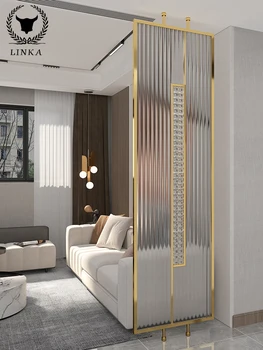Giriş dekoratif duvar paslanmaz çelik modern minimalist ev oturma odası çift taraflı şeffaf cam ekran bölme