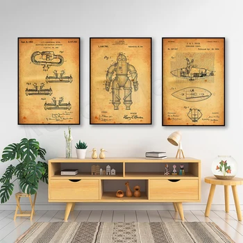 Denizaltı 1884 Patenti, Denizaltı Zırhı 1915 Patenti, Solunum Ağızlığı 1964 Patenti, Derin Deniz Dalış sanat posterleri Blueprint Hediye