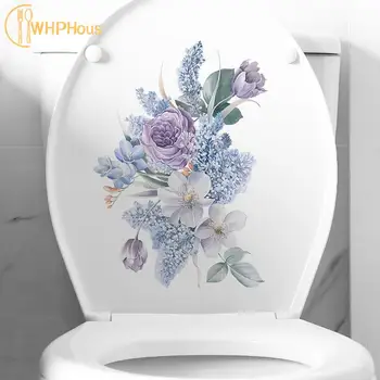 Mor Çiçek Yaprakları Duvar Sticker Banyo Tuvalet Dekor Oturma oda dolabı Ev Dekorasyon Çıkartmaları Güzelleştirmek Kendinden Yapışkanlı Duvar