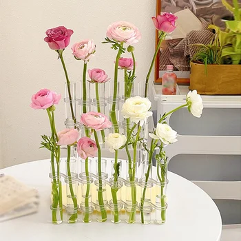 Menteşeli Çiçek Vazo Temizle Test Tüpleri Saksı Yaratıcı Vazo Çiçek Topraksız Konteyner Ev Masaüstü yemek masası Dekor
