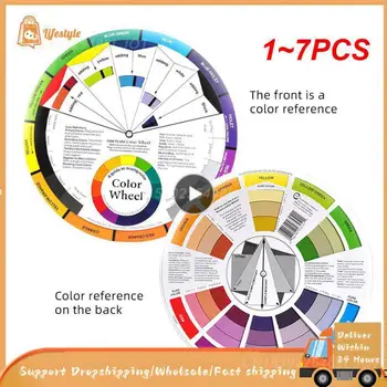 1 ~ 7 ADET Karışık Kılavuz Tekerlek Boyama Renk Eşleştirme Pigment Karıştırma Paleti Grafik